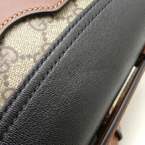 Gucci Shoulder Bag Padlock GG Supreme Canvas Calfskin Beige Black Brown - Picture 5 of 10